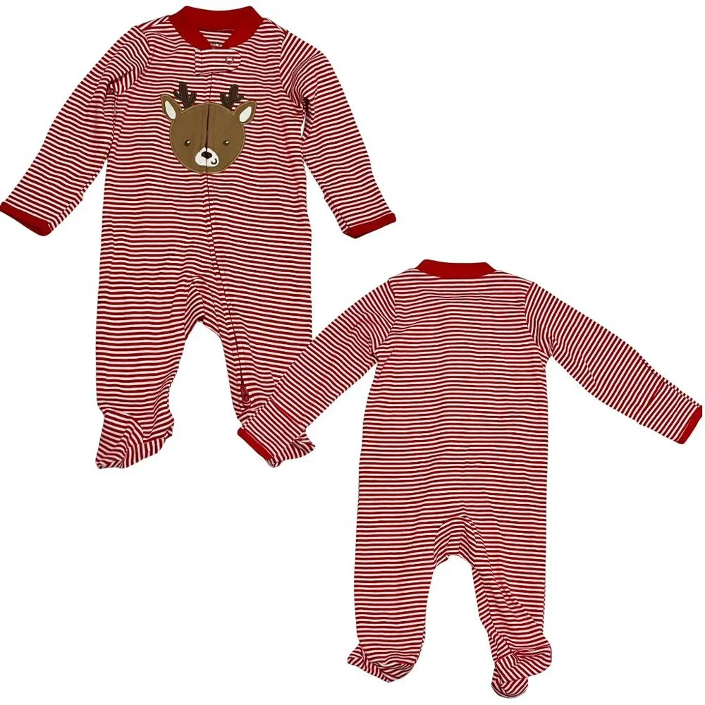 Carters 4 Pc Baby Girl Christmas Outfit Lot 3 Mos Holiday Pjs One Pieces NWT
